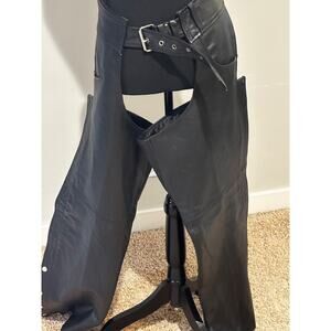 Vintage Unisex Leather Chaps Unik sz‎ XS Biker Moto wide leg ready to ride